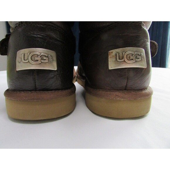 Ugg Kensington Buckle Dark Brown Leather and Wool Boot Women's 10 - Picture 4 of 8